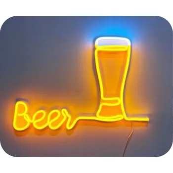Obraz LED NEON PIVO NÁSTĚNNÁ DEKORACE DO BARU KLUBU NEBO POKOJE 58x40 CM