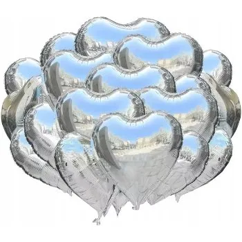 Balónek Fóliový balónek Stříbrné Srdce Srdíčka Valentýn Valentýnský Den 10 ks