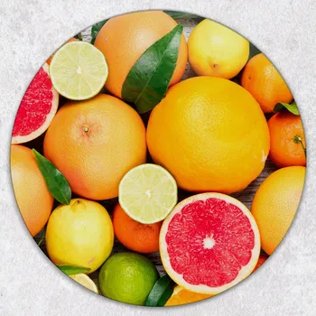 Kuchyňské prkénko Kulaté skleněné kuchyňské prkénko s motivem grapefruitů a pomerančů fi 40 cm