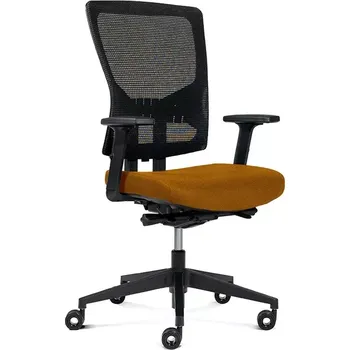 Kancelářská židle Rocada 937V19-5, oranžový látkový sedák, černé síťované opěradlo, nastavitelné područky a bederní opěra
