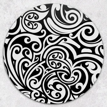 Kuchyňské prkénko Kulaté kuchyňské skleněné prkénko z tvrzeného skla s dekorativní grafikou, motiv Ozdoby, průměr 40 cm