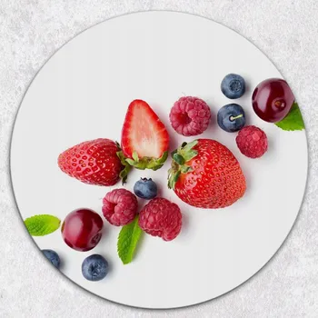 Kuchyňské prkénko Kulaté skleněné kuchyňské prkénko na krájení s grafikou Lahodné ovoce, průměr 40 cm