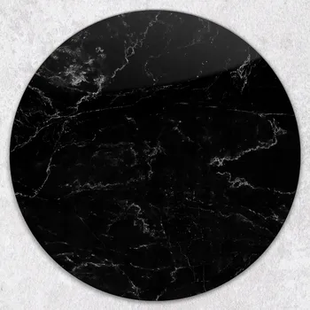 Kuchyňské prkénko Kulaté tvrzené skleněné kuchyňské prkénko s grafikou černého mramoru fi 40 cm