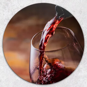 Kuchyňské prkénko Stylové a odolné kulaté skleněné prkénko s potiskem Nalévání vína průměr 40 cm