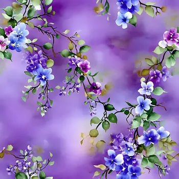 Úplet, Květoucí větvičky na fialové (E) (Top kvalitní úplet Bella digitisk)