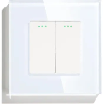 vypínač Dvojitý vypínač DC Smart Home bílý skleněný klasický pod omítku