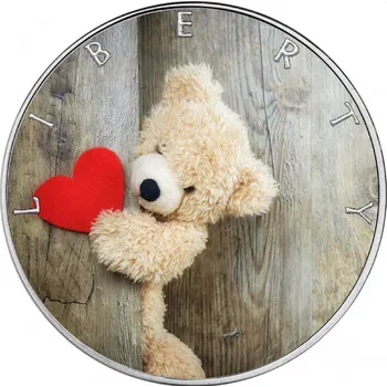 Stříbrná mince 1oz Kolorovaná - Milující medvídek