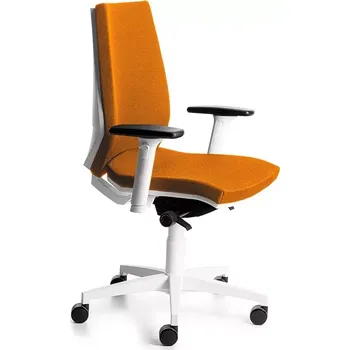 Kancelářská židle Rocada 922W-5, oranžová s bílou konstrukcí, látkový potah, nastavitelné područky