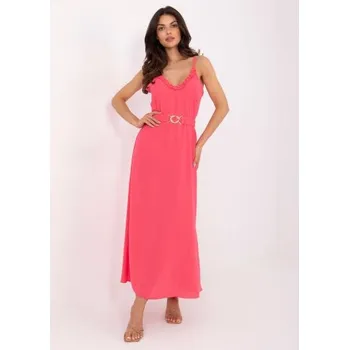 Dámské šaty Korálové maxi šaty na ramínka OCH BELLA