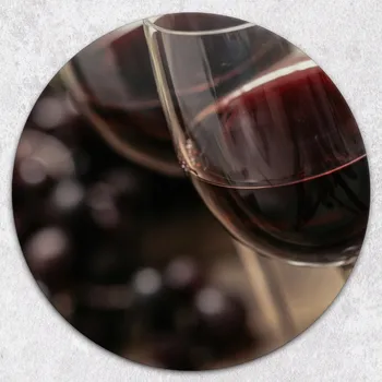Kuchyňské prkénko Stylové a odolné kulaté skleněné prkénko s potiskem Červené víno průměr 40 cm