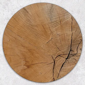 Obraz Multifunkční Dekorativní Kulatá Skleněná Deska Dřevo Prasklina průměr 40 cm