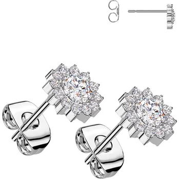 Náušnice Steel Edge Titanové náušnice se zirkony SET23R14 Barva: stříbrná