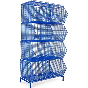 Skladový kontejner FEROPLAST spol. s.r.o Průmyslový úložný koš KS4, kompletní set 4 košů na pevných nohách