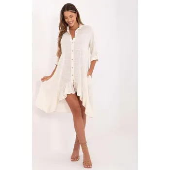 Dámské šaty Světle béžové letní šaty se smokinkou OCH BELLA