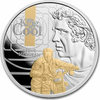 Samoa Stříbrná mince 1 oz Steve Mcqueen The King of Cool 2021 zlacená