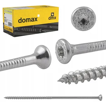 Vrut TESAŘSKÉ VRUTY DO DŘEVA 8,0x320 KUŽELOVÁ HLAVA TORX 50 Ks DOMAX CS STŘÍBRNÉ