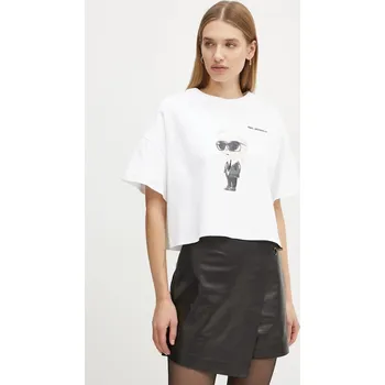 Bavlněné tričko Karl Lagerfeld IKON A1W17132 béžová 01X, vel. L