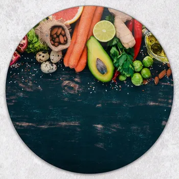 Obraz Multifunkční Dekorativní Kulatá Skleněná Deska Zdravé Vaření průměr 40 cm