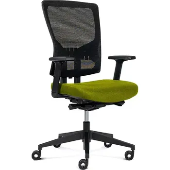 Kancelářská židle Rocada 937V19-6, zelený látkový sedák, černé síťované opěradlo, nastavitelné područky a bederní opěra
