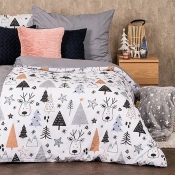 Povlečení 4Home Bavlněné povlečení Nordic forest, 140 x 220 cm, 70 x 90 cm, šedá