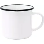 Smaltovaný plechový bílý hrnek 18 Oz - černý lem