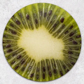 Kuchyňské prkénko Dekorativní Kulaté Skleněné Krájecí Prkénko do Kuchyně Velké Kiwi průměr 40 cm