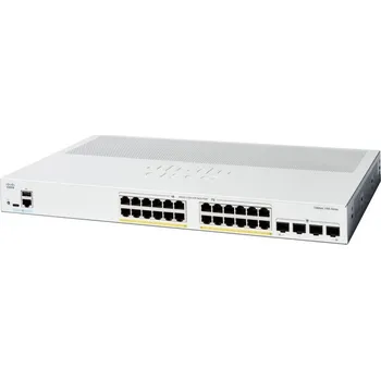 Switch Cisco Catalyst C1300-24P-4G Switch, 24× GbE RJ-45, 4× 1G SFP, PoE+ (802.3af/at), PoE Budget 195W, spravovatelný, fanless C1300-24P-4G