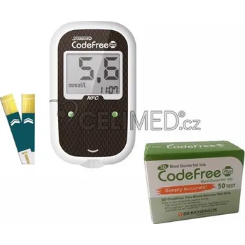 SD Glukometr -CODEFREE PLUS Kompletní SET (přístroj, 50proužků, pero +10 jehliček)