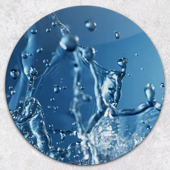 Kuchyňské prkénko Dekorativní Kulaté Skleněné Prkénko na Krájení do Kuchyně Kapky Vody průměr 40 cm