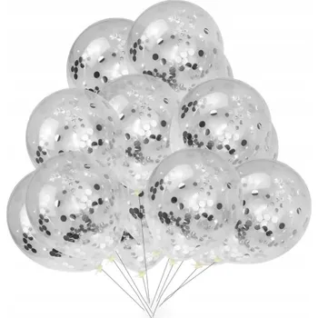 Balónek Klasický balónek Průhledný s konfetami Happy Birthday Narozeniny 10 ks