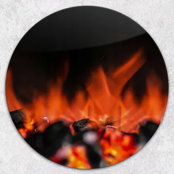 Kuchyňské prkénko Kulaté tvrzené skleněné kuchyňské prkénko s ozdobnou grafikou Ohně, průměr 40 cm