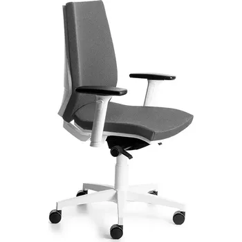 Kancelářská židle Rocada 922W-1, šedá s bílou konstrukcí, látkový potah, nastavitelné područky