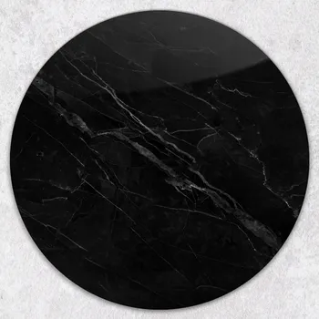Kuchyňské prkénko Kulaté skleněné prkénko na pizzu, jemný černý mramor, průměr 40 cm