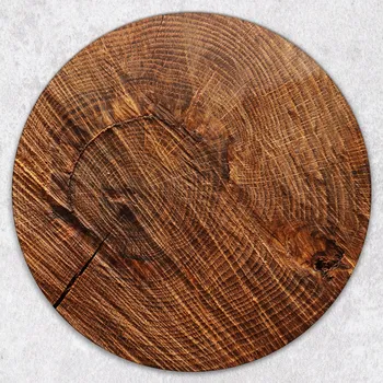 Kuchyňské prkénko Stylové a odolné kulaté skleněné prkénko s potiskem Stylové dřevo průměr 40 cm