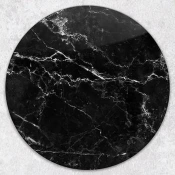 Kuchyňské prkénko Kulaté skleněné kuchyňské prkénko s motivem monochromního mramoru, průměr 40 cm