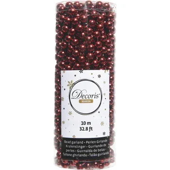 Vánoční dekorace Řetěz perličky korálky červený 10 m girlanda