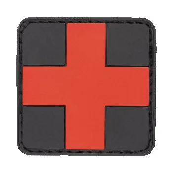 Nášivka MFH Identifikační štítek - zdravotnický kříž 5x5 cm - suchý zip Barva: Červeno-černá