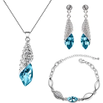Souprava šperků Sisi Jewelry Souprava náhrdelníku, náušnic a náramku Elegance Seablue SET2025-AHSET4156(2) Světle modrá 40 cm + 5 cm (prodloužení)