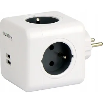 Elektrická zásuvka Rozbočka Rozdvojka CUBE 4 zásuvky + 2xUSB 16A/3680W Schuko