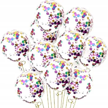 Balónek Klasický balónek Průhledný s konfetami Happy Birthday Narozeniny 10 ks