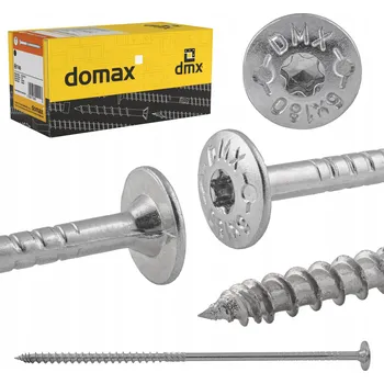 Vrut TESAŘSKÉ VRUTY DO DŘEVA 10x280 KOTOUČ TORX 25 Ks DOMAX CT STŘÍBRNÉ