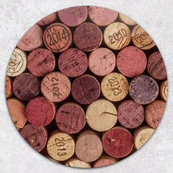 Kuchyňské prkénko Kulaté Skleněné Krájecí Prkénko do Kuchyně s Grafikou Barevného Vína fi 40 cm