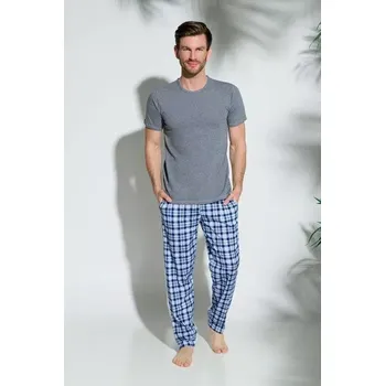Pánské pyžamo Taro, pánské pyžamo 2199-Jeremi, krátký rukáv, dlouhé kalhoty, šedá, vel. M