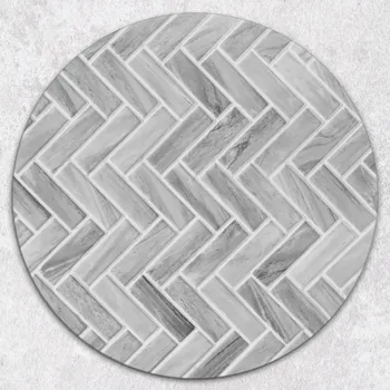 Kuchyňské prkénko Dekorativní Kulaté Skleněné Prkénko na Krájení Geometrický Vzor Rybí Kost fi 40 cm