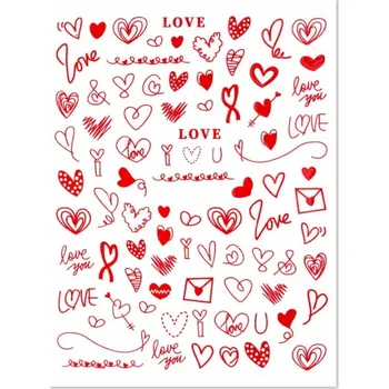 Tenké Samolepky na nehty srdíčka Z-D5147 červená