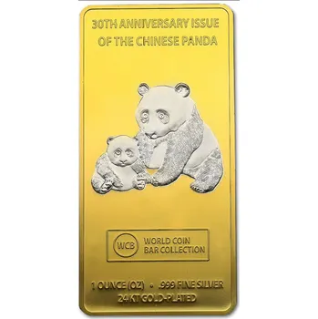 Stříbrný slitek 1 oz Panda The world coin Bar collection 2012 Pozlacený