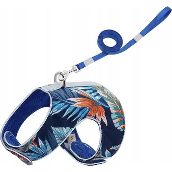 Postroj pro psa NETLAČÍCÍ POSTROJ pro MALÉHO psa/kočku vesta + Vodítko | Modrá S