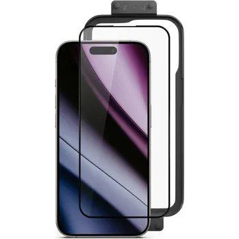 Tvrzené sklo Epico ImpactBuffer 3D s aplikačním rámečkem pro iPhone 15/16 černé