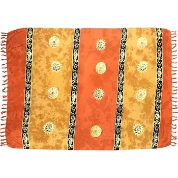 Šátek Šátek sarong Mince štěstí oranžovo-okrový se sponou