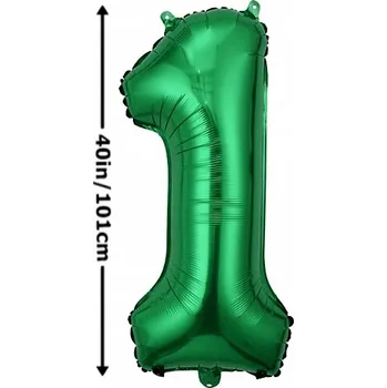 Balónek Fóliový balónek ČÍSLICE 1. NAROZENINY OSLAVA ZELENÝ 100 CM (40 PALCŮ)